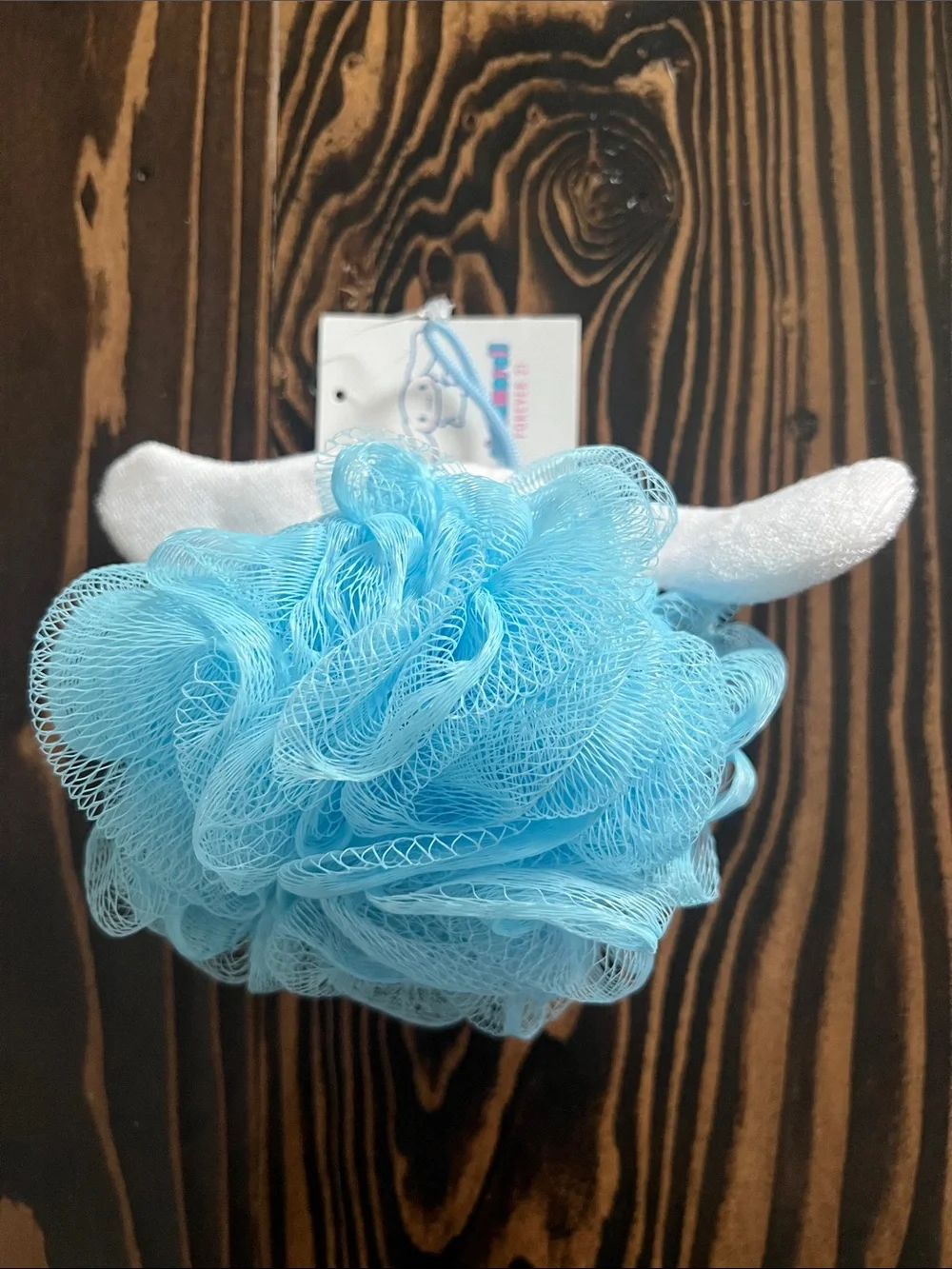 Light Blue Bath Pouf with Cinnamoroll Plush